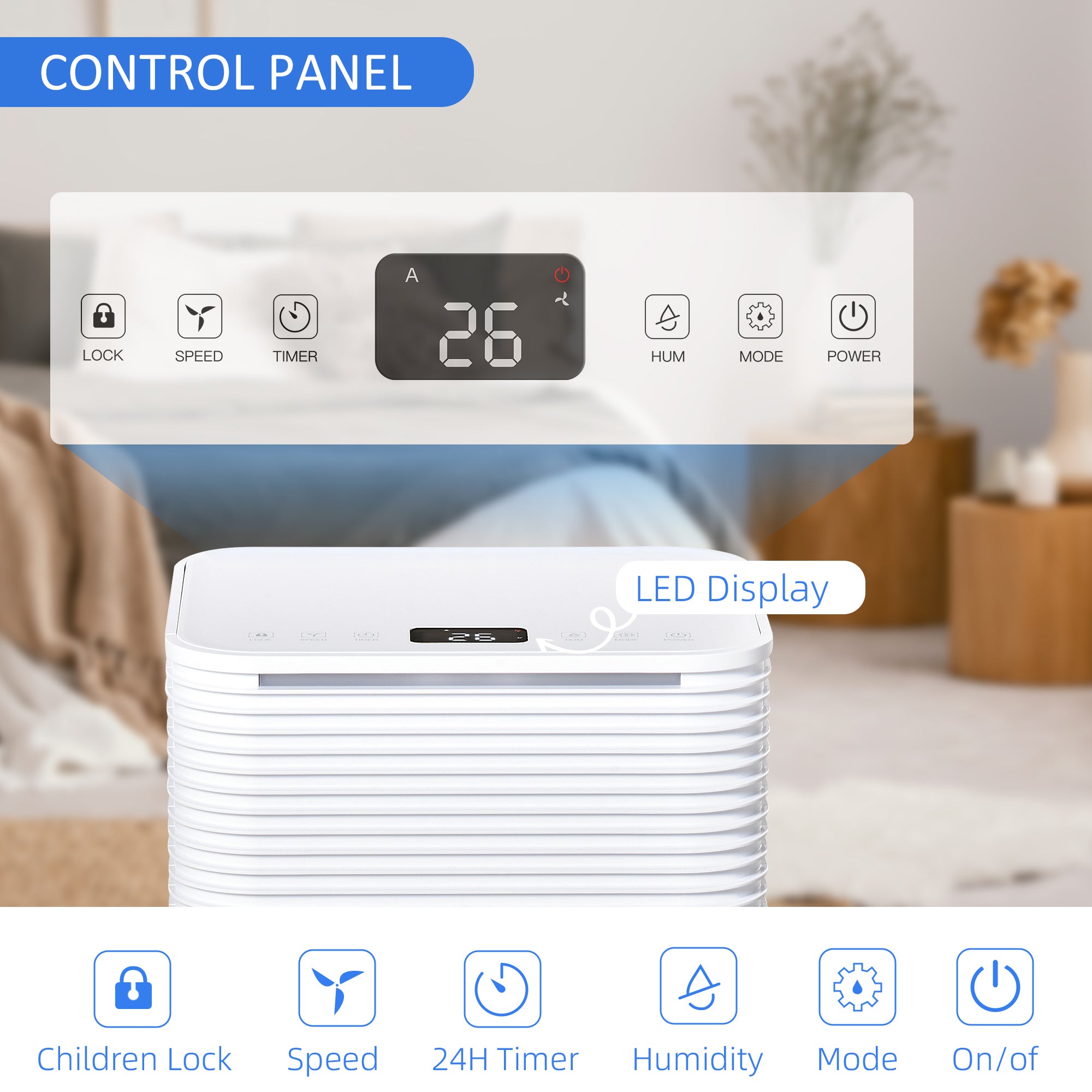 1260 sq.Ft Portable Quiet Dehumidifier for Home Laundry Room Bedroom Basement, 21pt Electric Moisture Air De-Humidifier with 3 Modes