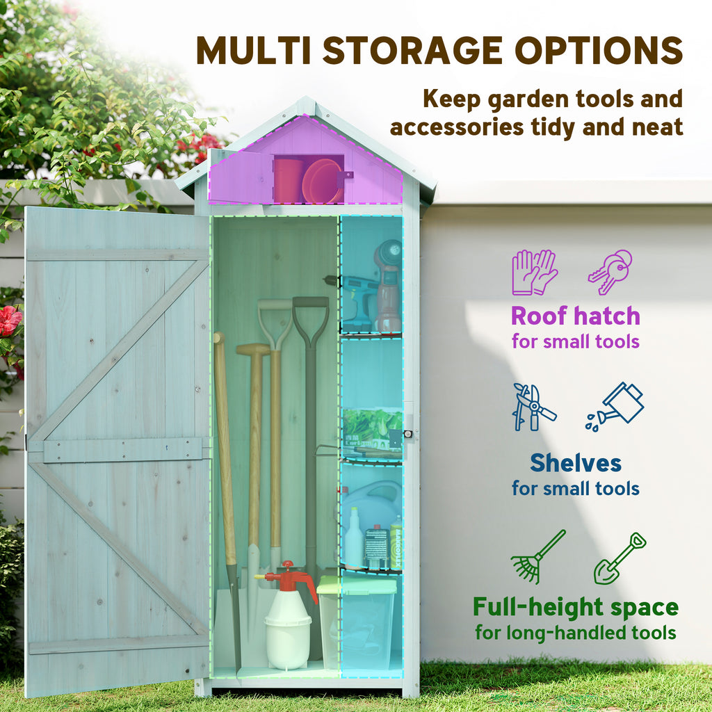 30" x 21" x 71" Garden Storage Shed, Outdoor Tool Utility Storage House  with 3 Tier Shelves and Roof, Blue