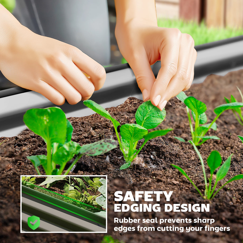 7 x 3 x 1ft Galvanized Raised Garden Bed Kit, Metal Planter Box with Safety Edging, Dark Grey