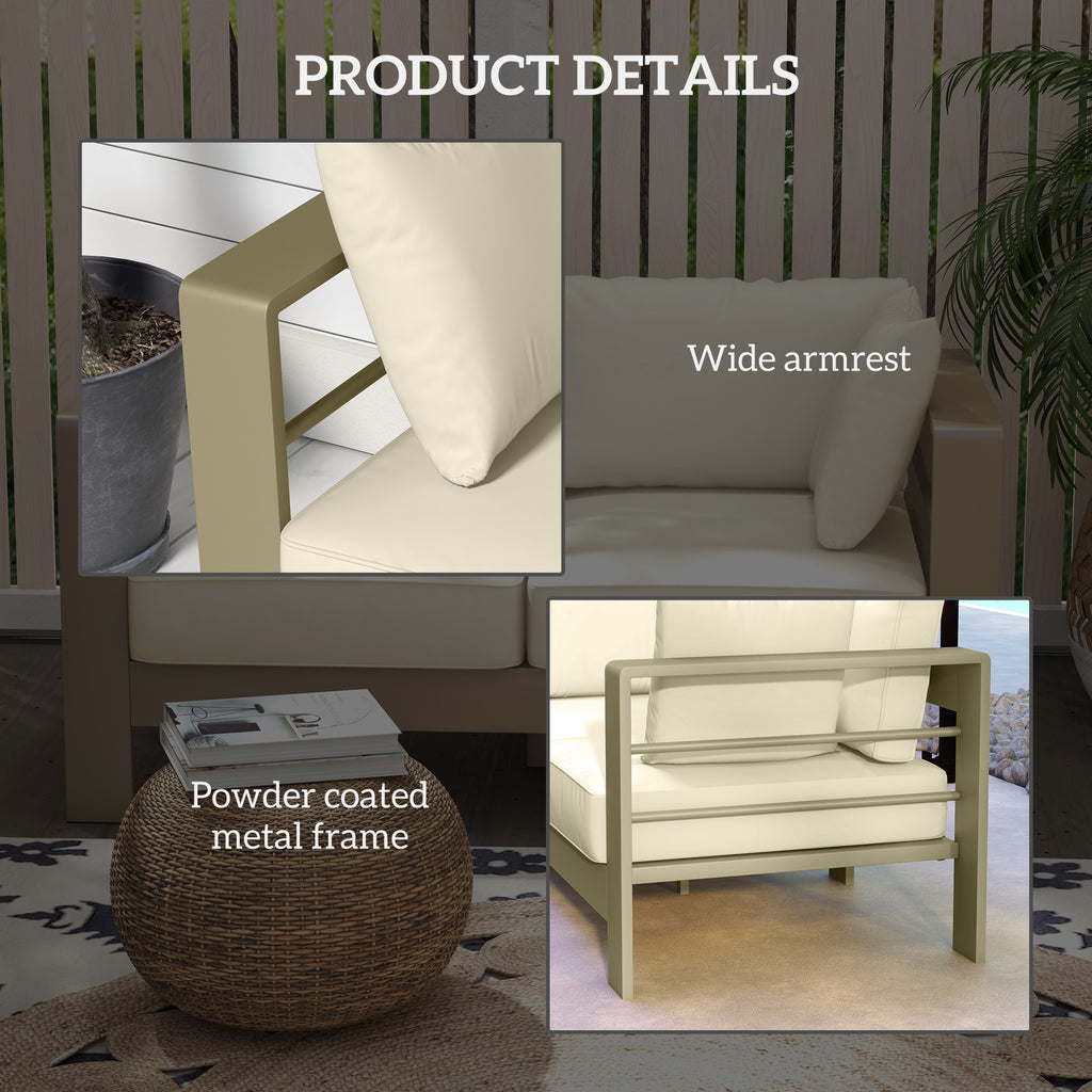 Patio Loveseat, Outdoor Seating for 2, Garden Sofa with Cushions, Wide Armrests, 54.3"x27.6"x24.6", Cream White