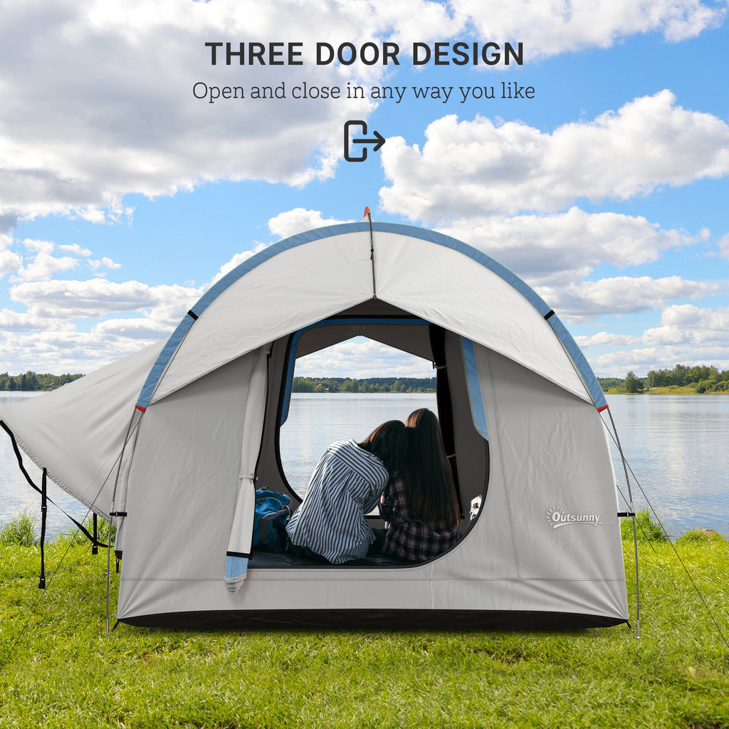 2000mm Waterproof SUV Tent, Car Tent with 3 Doors and Mesh Window, for 5-6 Person Camping Travel, Grey and Blue