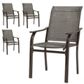 Patio Chairs Set of 4 with Armrest and High Backrest, for Backyard, Balcony, Porch, Poolside, Deck, Garden, Brown