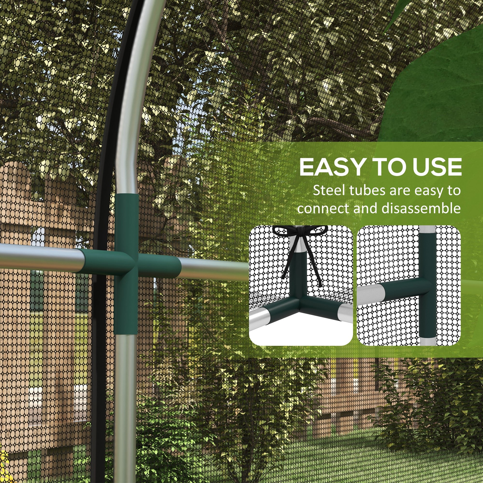 9.8' x 3.9' Crop Cage with Zipper Roll-Up Door, Mesh Plant Protection Tent from Animals with Galvanised Steel Frame