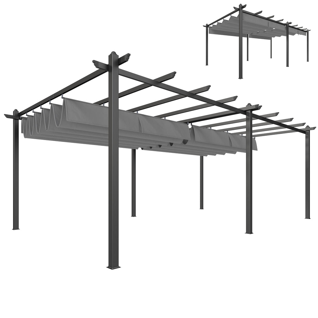 11.7' x 19.6' Retractable Pergola Canopy, Aluminum Pergola for Grill, Patio, Garden, Deck