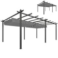 11.7' x 19.6' Retractable Pergola Canopy, Aluminum Pergola for Grill, Patio, Garden, Deck