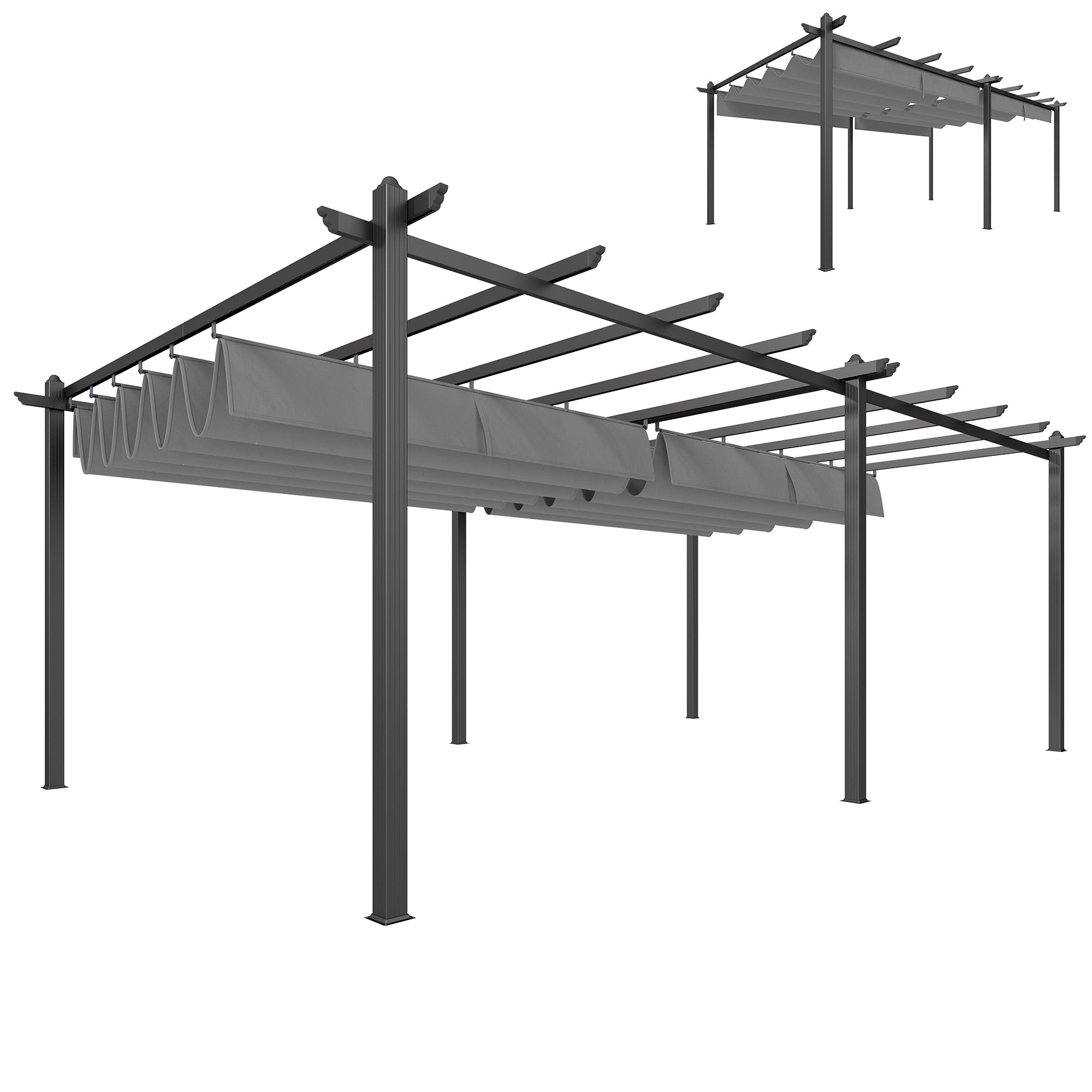 11.7' x 19.6' Retractable Pergola Canopy, Aluminum Pergola for Grill, Patio, Garden, Deck